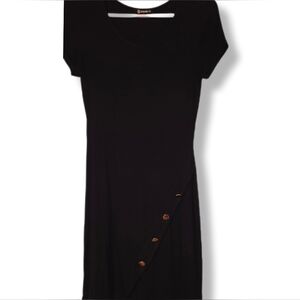 Popular 21 Size M Ribbed Black Button Detail Mini Dress